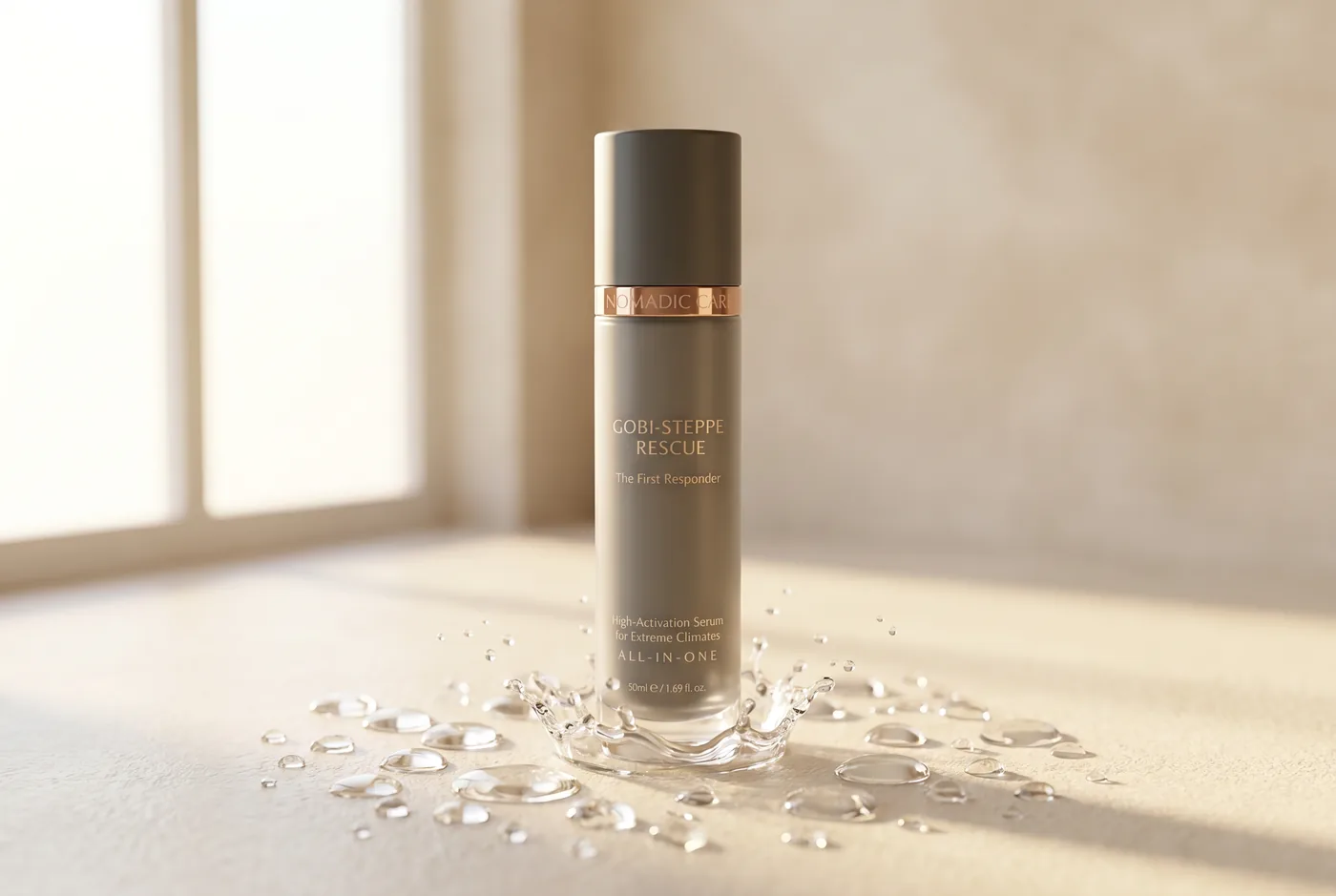 Serum droplet macro — high-activation gel texture